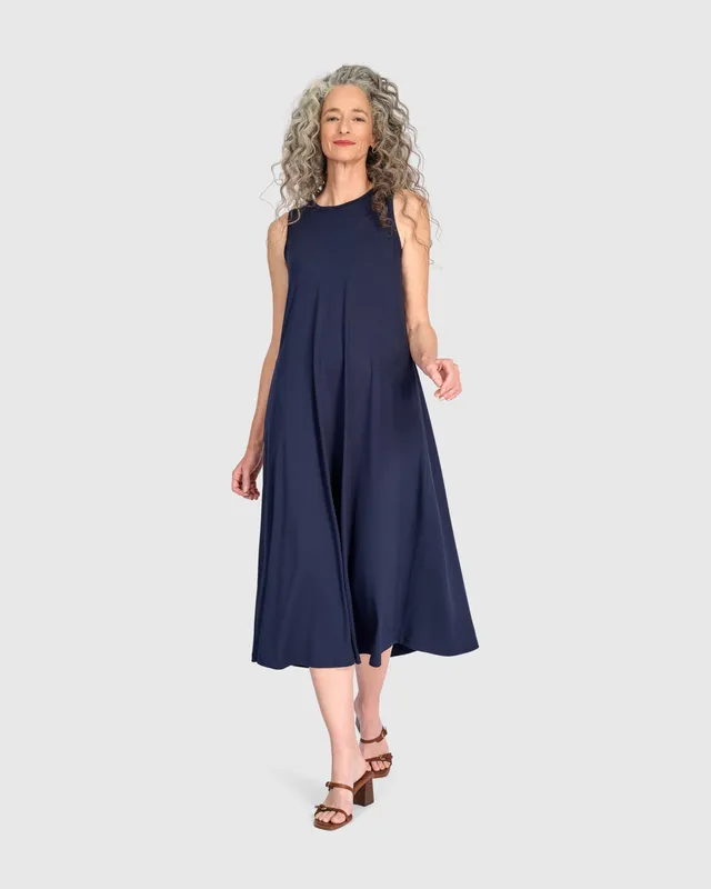 alembika-essential-sleeveless-a-linie-kleid-navy-midi image 1
