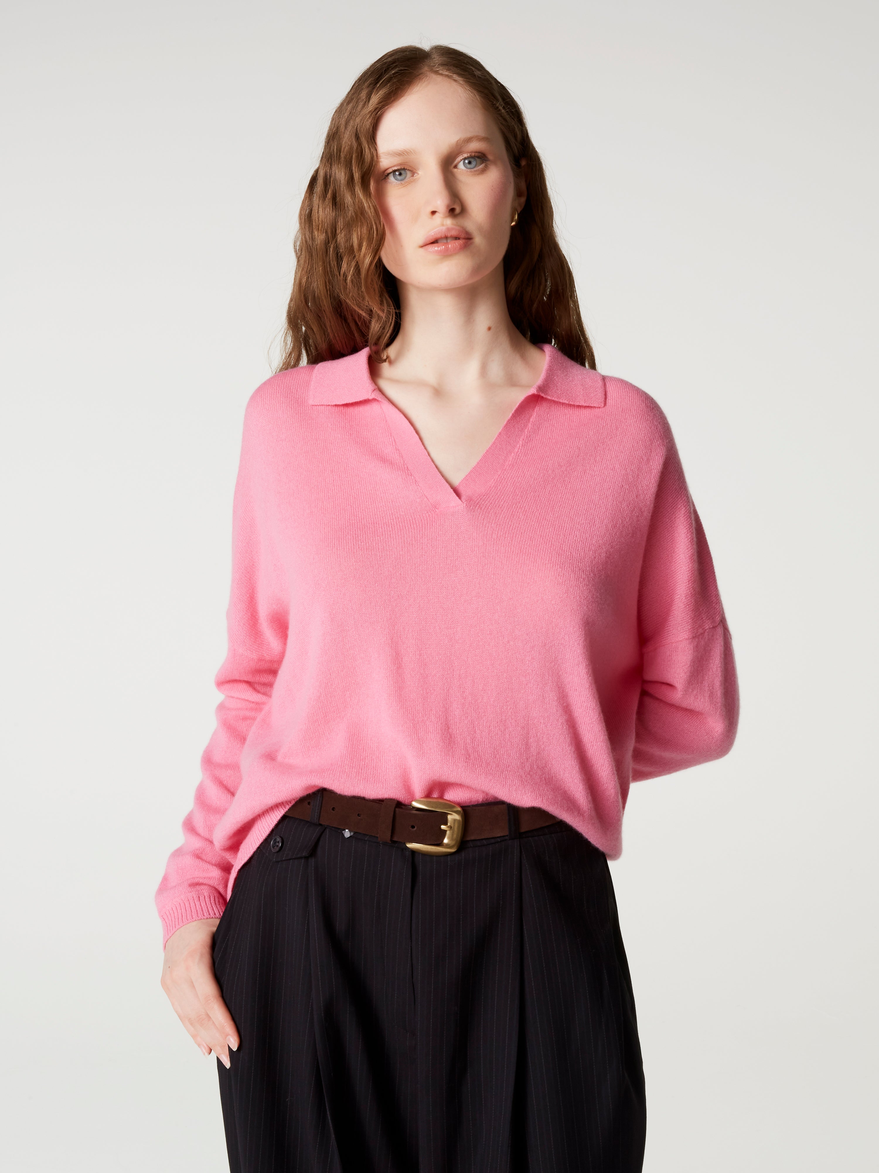 absolut-maya-kaschmir-pullover-damen-polokragen-oversize-pink image 1