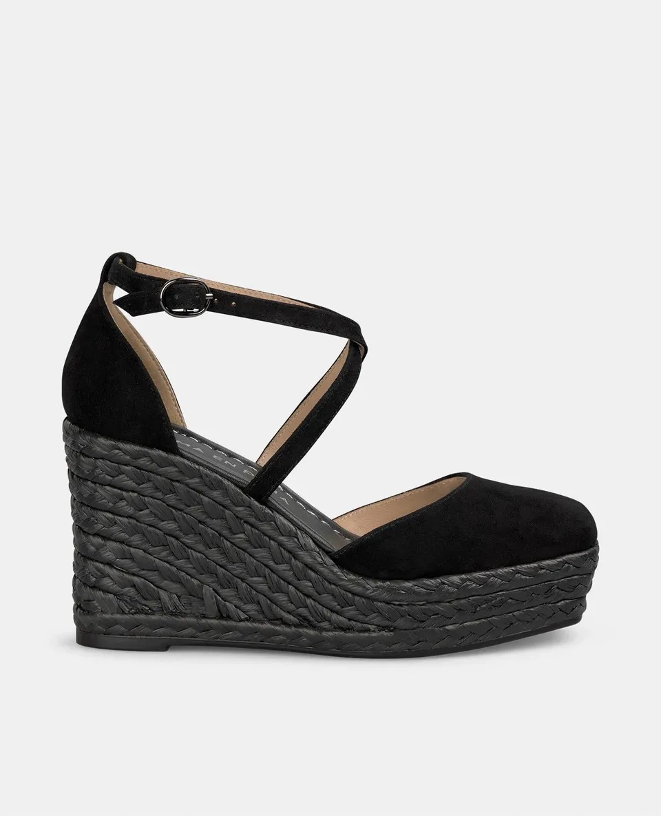 alma-en-pena-interlocking-leather-wedges-keilsandale-schwarz-9-cm image 1