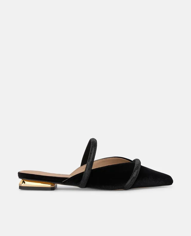 alma-en-pena-samt-mules-schwarz-offene-fersenpantoletten-mit-keil-metallic image 1