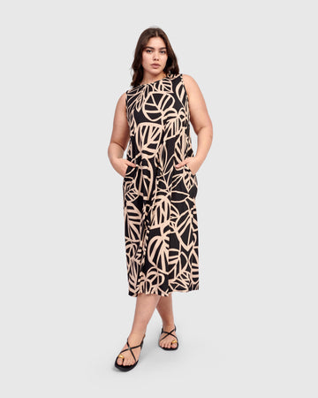 alembika-ilsa-rmelloses-midi-kleid-leaves image 4