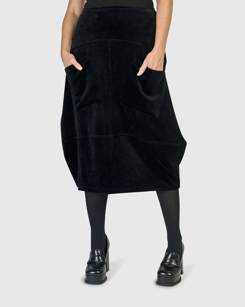 alembika-everyday-velvet-licorice-midi-rock-schwarz image 1