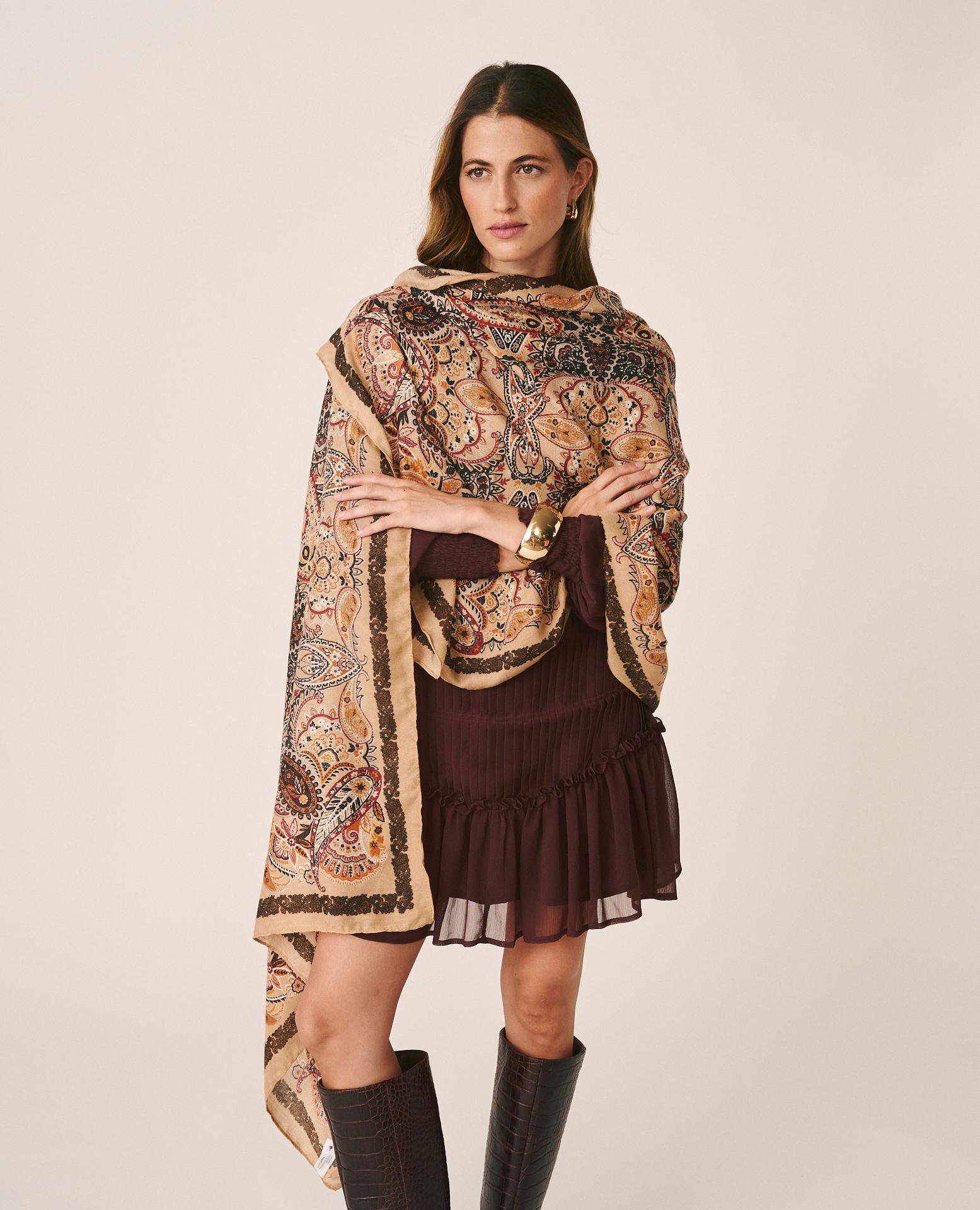 alma-en-pena-rechteckschal-paisley-camel image 5