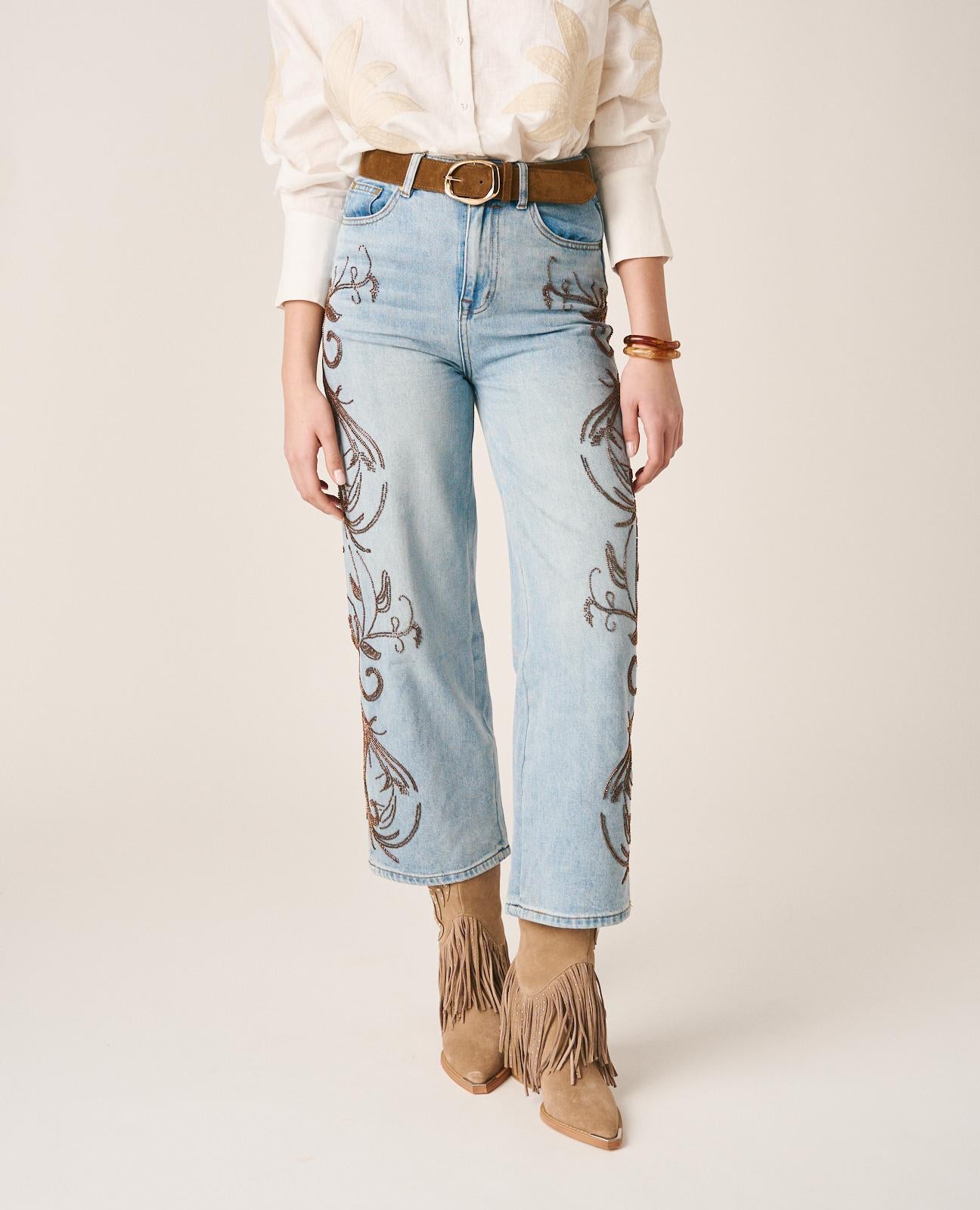 alma-en-pena-denim-pants-details-straight-leg-jeans-blau-mit-nieten image 3