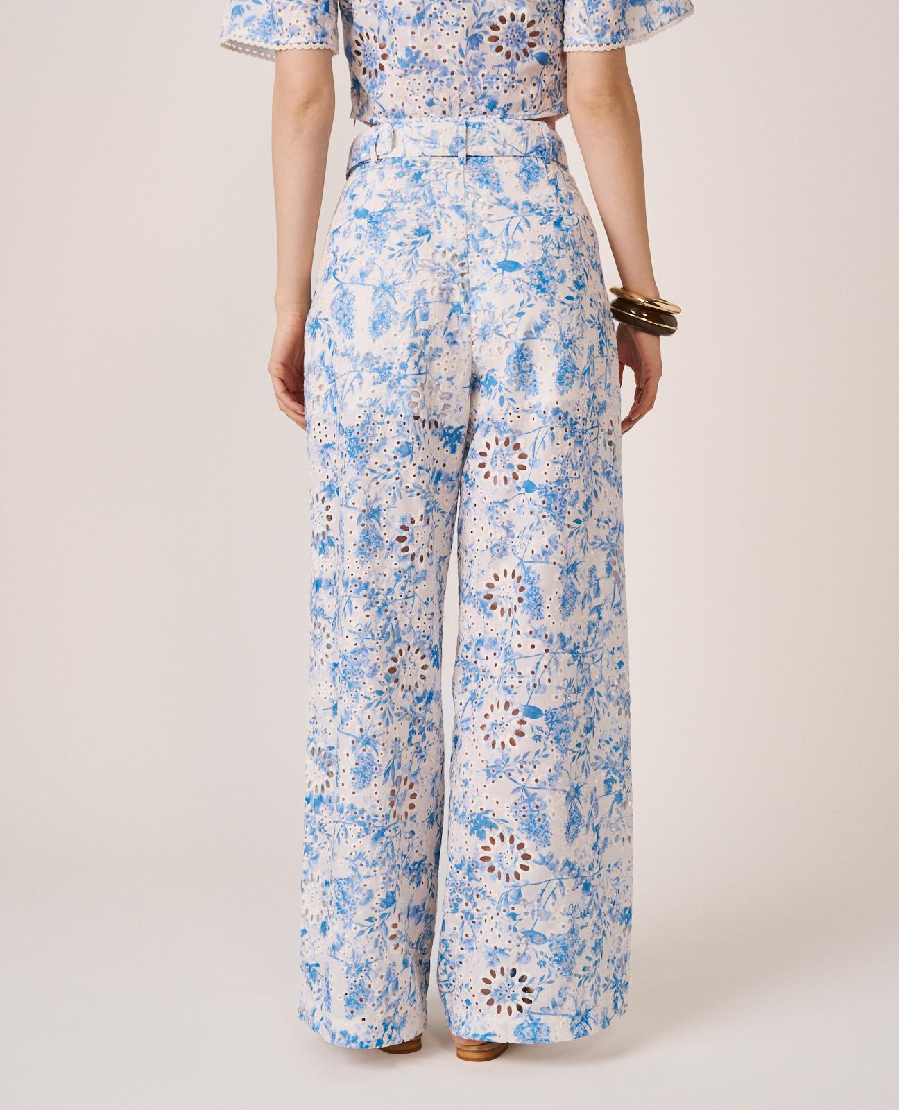 alma-en-pena-wide-leg-hose-plissee-blumen-blau image 7