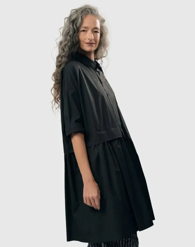 alembika-urban-callie-babydoll-dress-black-knopfkleid-tunika image 1