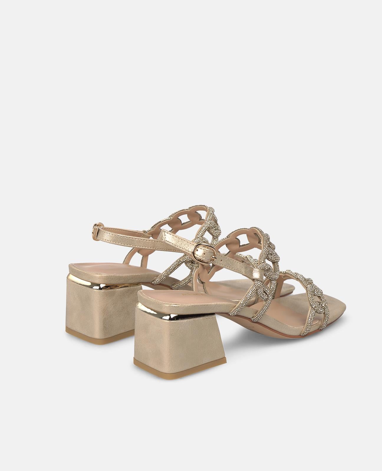 alma-en-pena-sandalen-mit-mittelabsatz-doppelriemen-gold image 3