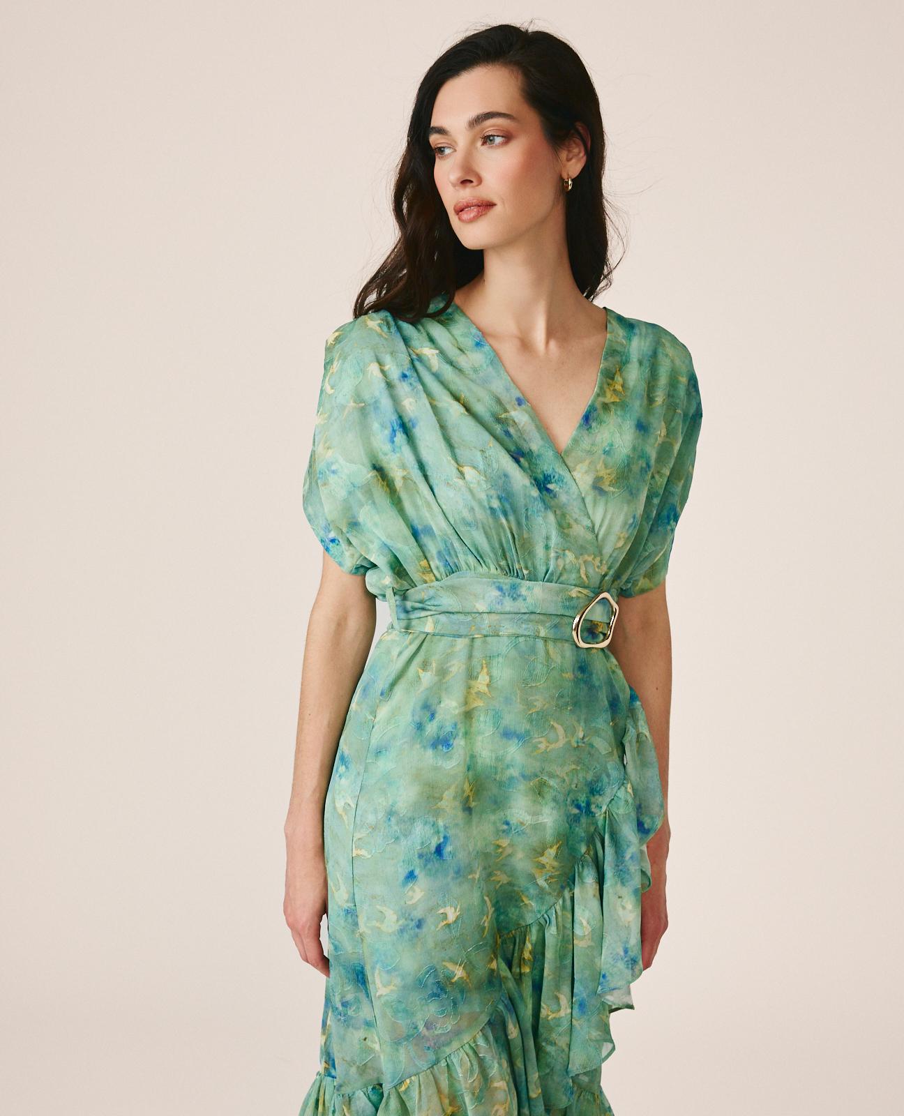 alma-en-pena-maxikleid-mit-kurzarm-gr-n-bedruckt image 5