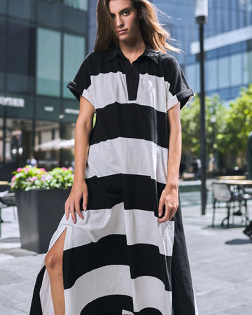 alembika-urban-rugby-stripe-maxikleid-white-black image 4