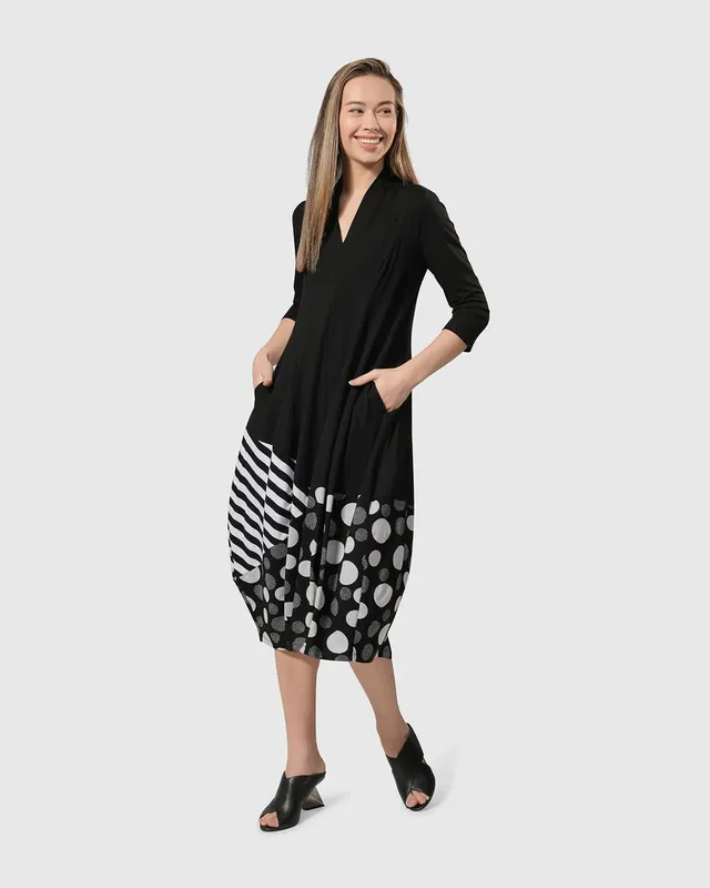 alembika-millennium-cocoon-dress-mix-v-neck-kleid-mit-taschen image 1