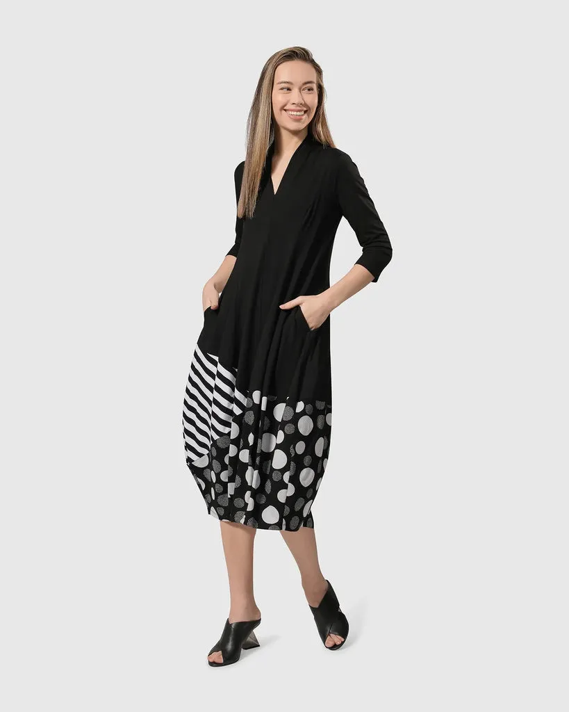 alembika-millennium-cocoon-dress-mix-v-neck-kleid-mit-taschen image 1