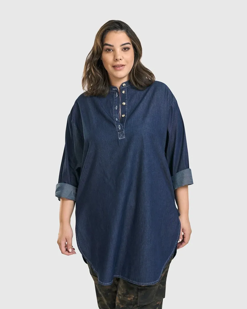 alembika-daniella-tunic-top-denim-tunika-mit-stehkragen image 1