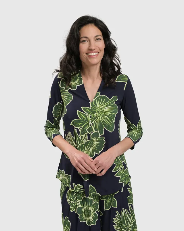 alembika-jenna-signature-v-neck-top-3-4-arm-shirt-royal image 1