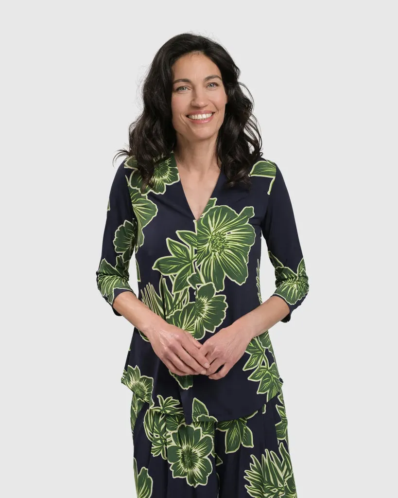 alembika-jenna-signature-v-neck-top-3-4-arm-shirt-royal image 1