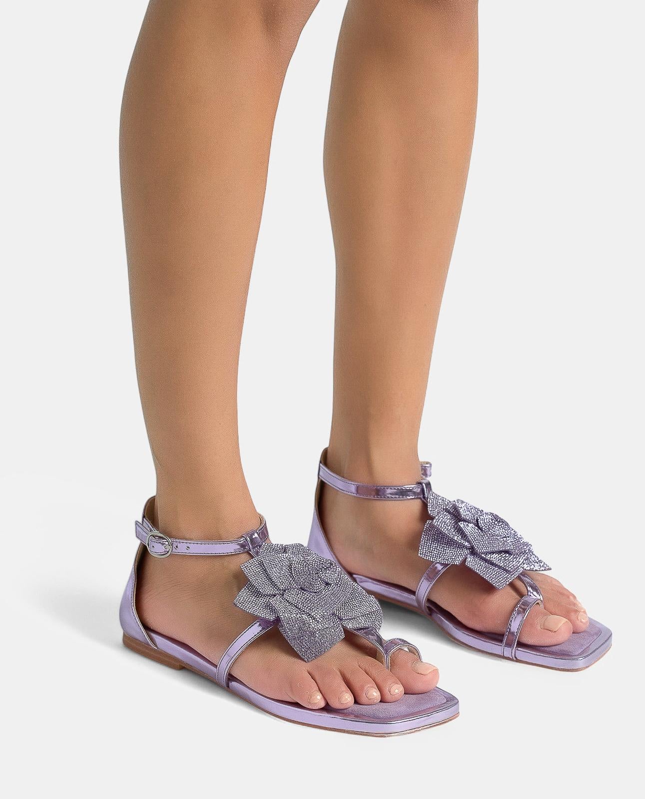 alma-en-pena-flower-flat-sandale-mit-strass-in-violett image 4