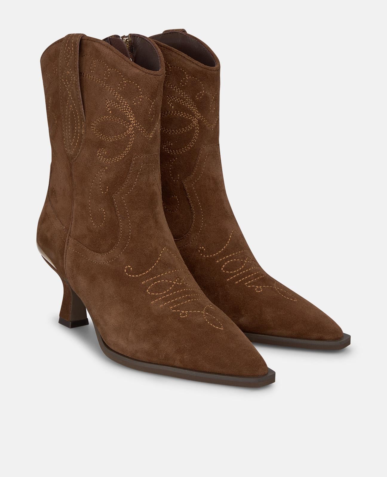alma-en-pena-suede-cowboy-stiefelette-mit-rei-verschluss-camel-6-cm-absatz image 2