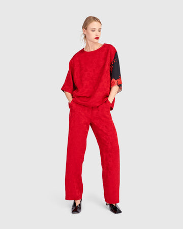 alembika-sabi-straight-pants-damen-hose-rot-jacquard-viskose image 2