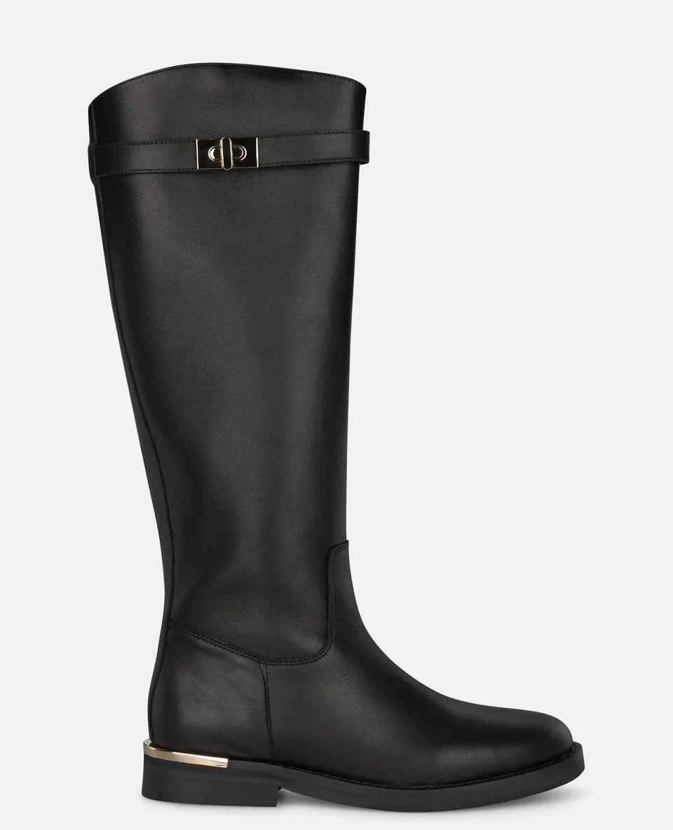 alma-en-pena-flat-napa-leather-boots-flachstiefel-schwarz-nappa-3-cm-absatz image 1