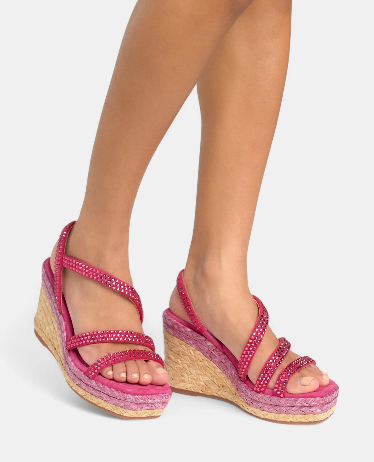 alma-en-pena-keil-sandale-strass-fuchsia-eckig-9-8-cm-keilabsatz image 4