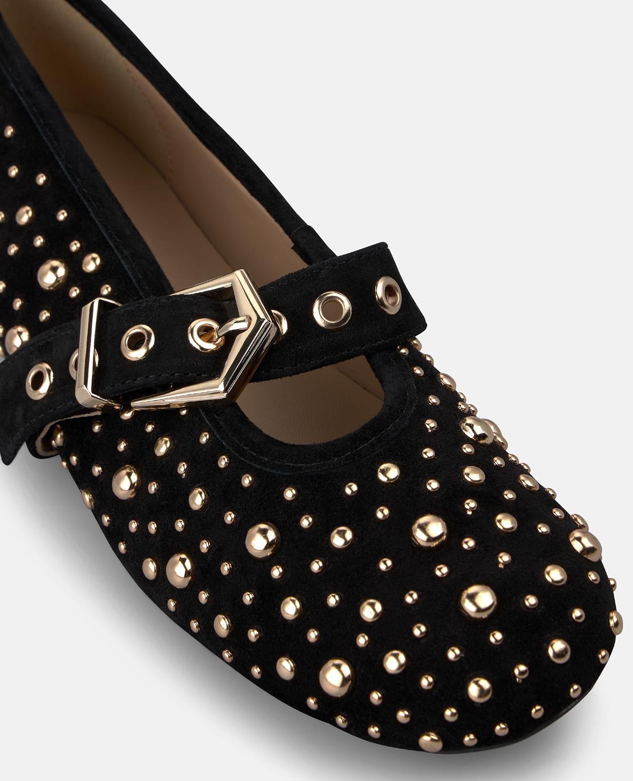 alma-en-pena-suede-ballerina-flats-wildleder-ballerinas-mit-nieten-in-schwarz image 4
