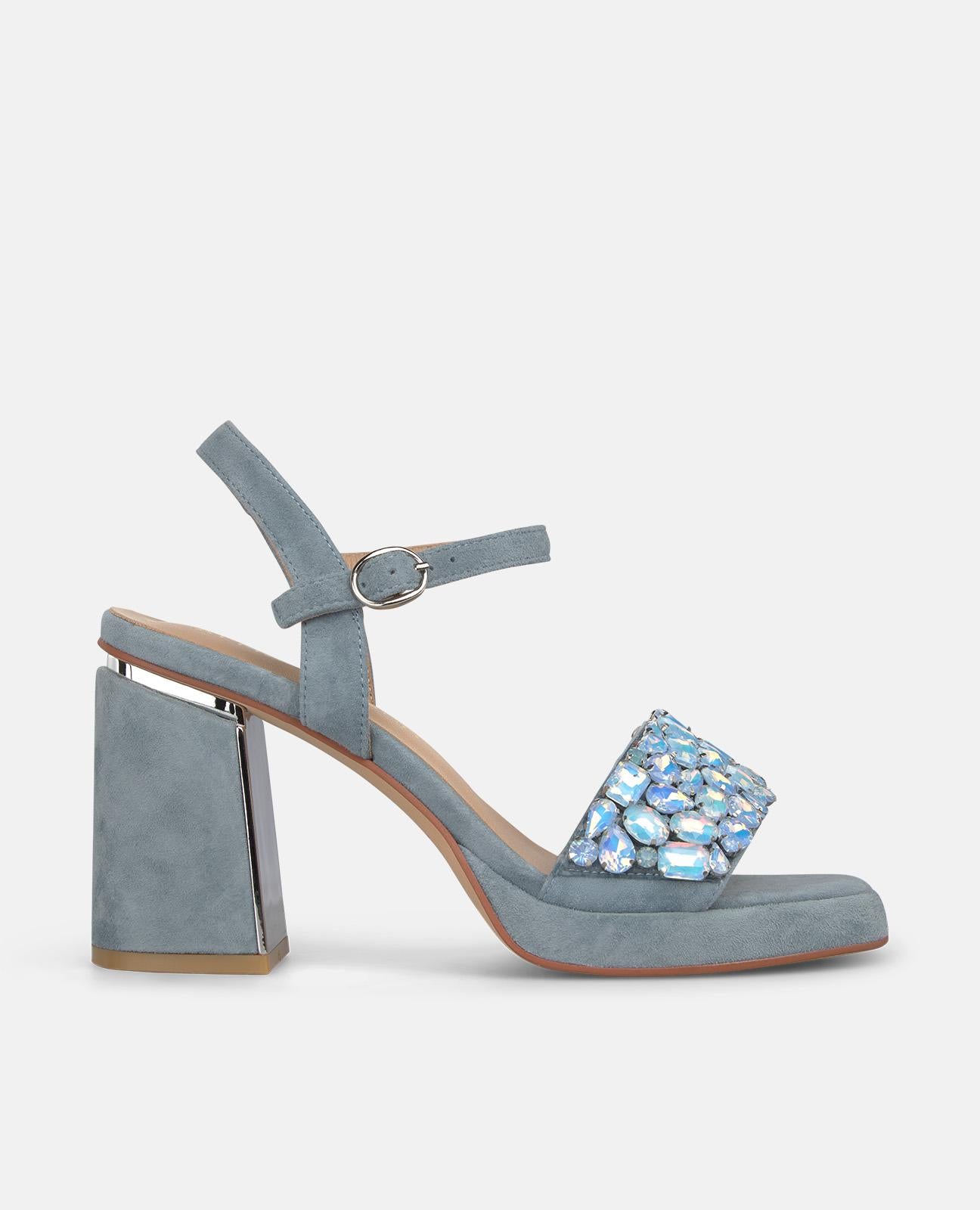 alma-en-pena-sandale-mit-strass-blau-denim-optik-8-5-cm-blockabsatz image 2