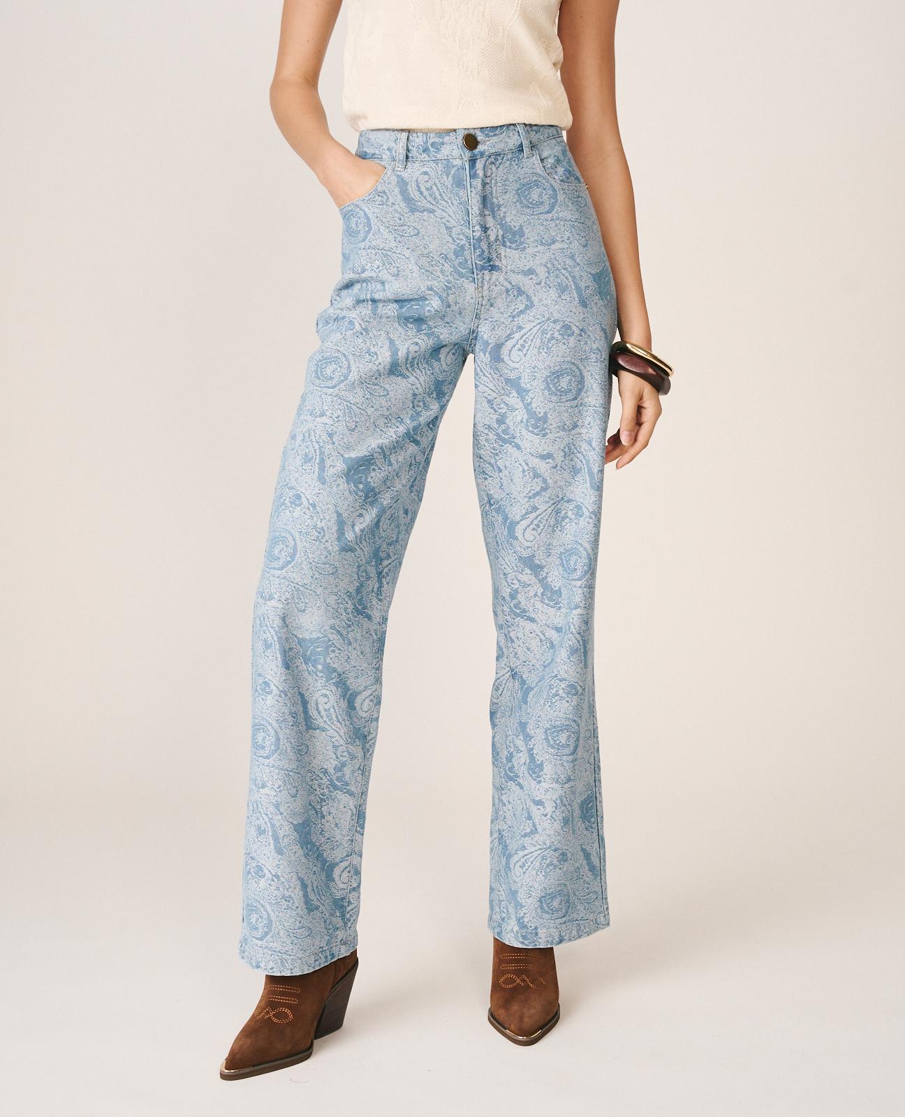 alma-en-pena-paisley-jeans-high-rise-straight-jeans-mit-paisley-jacquard-blau image 4