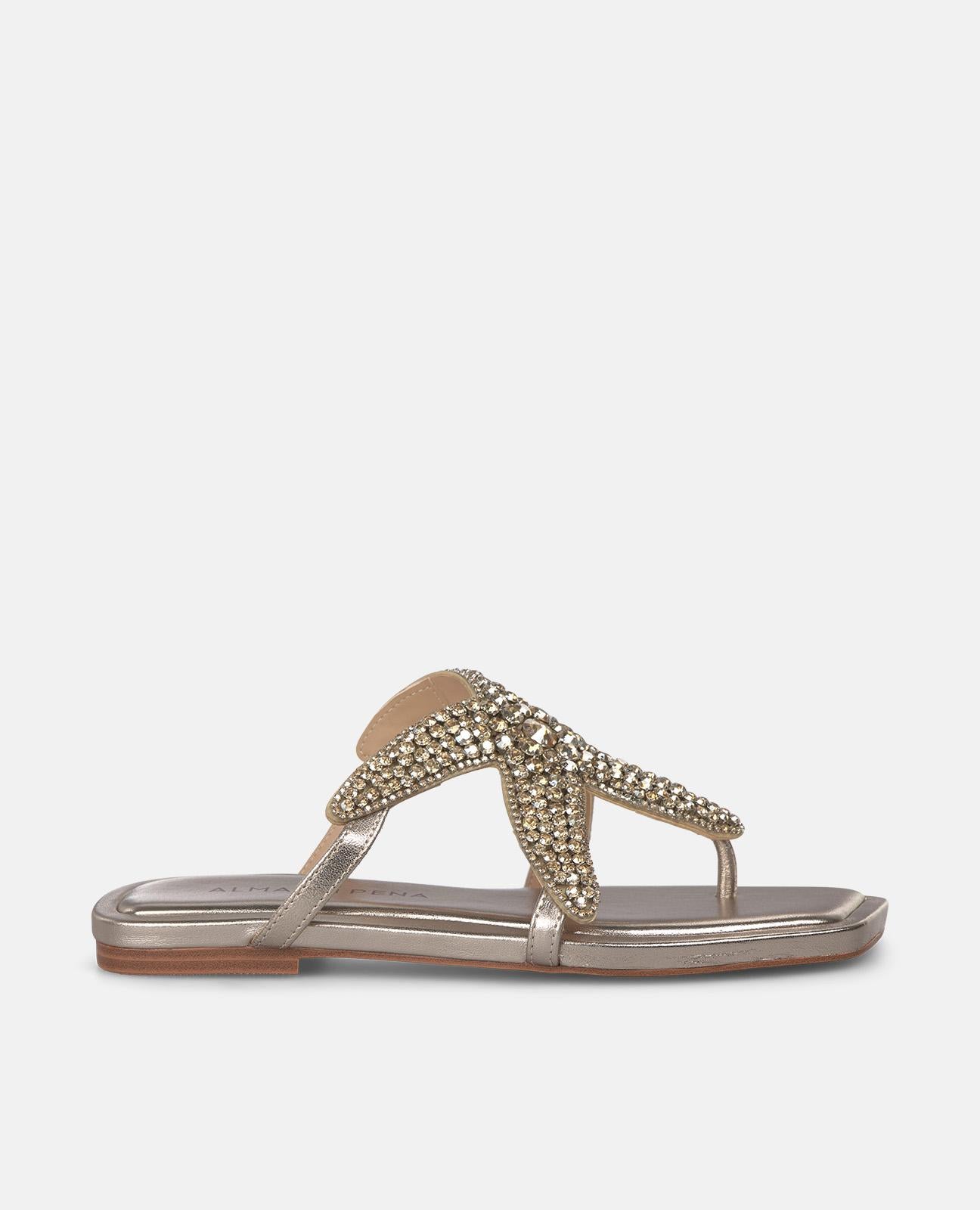 alma-en-pena-star-flat-sandale-metallic-bronze-mit-stern image 1