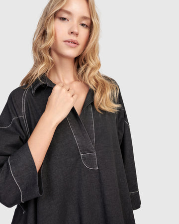 alembika-panama-oversized-hemdkleid-black-denim image 2