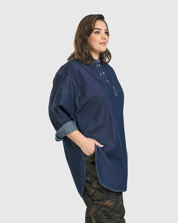 alembika-daniella-tunic-top-denim-tunika-mit-stehkragen image 2