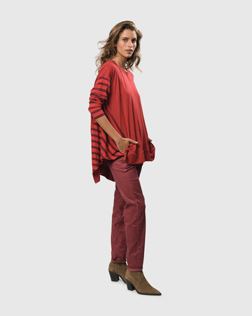 alembika-pinstripe-iconic-stretch-jeans-hose-wine image 5