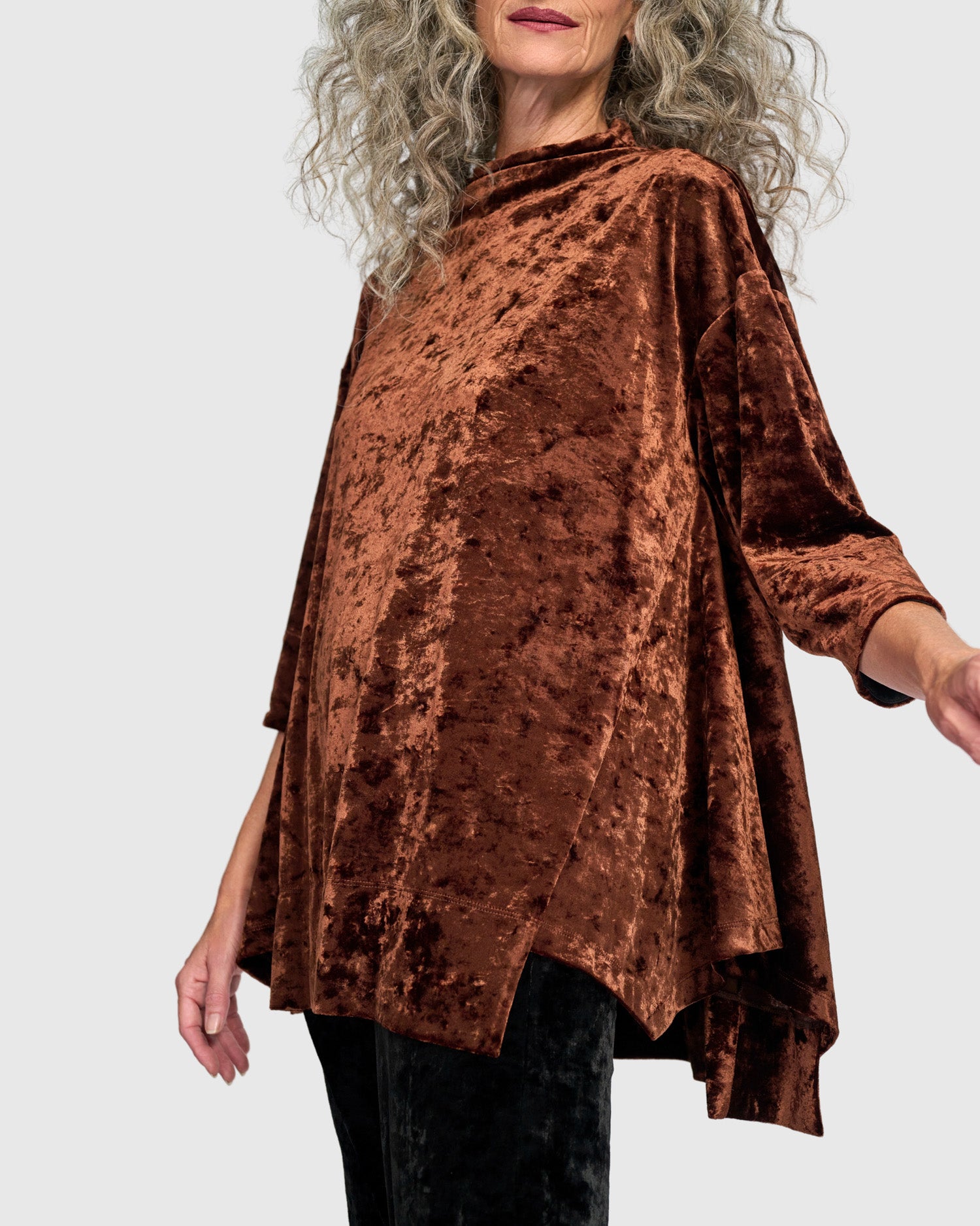 alembika-crushed-velvet-trapeze-top-tunika-maple image 3