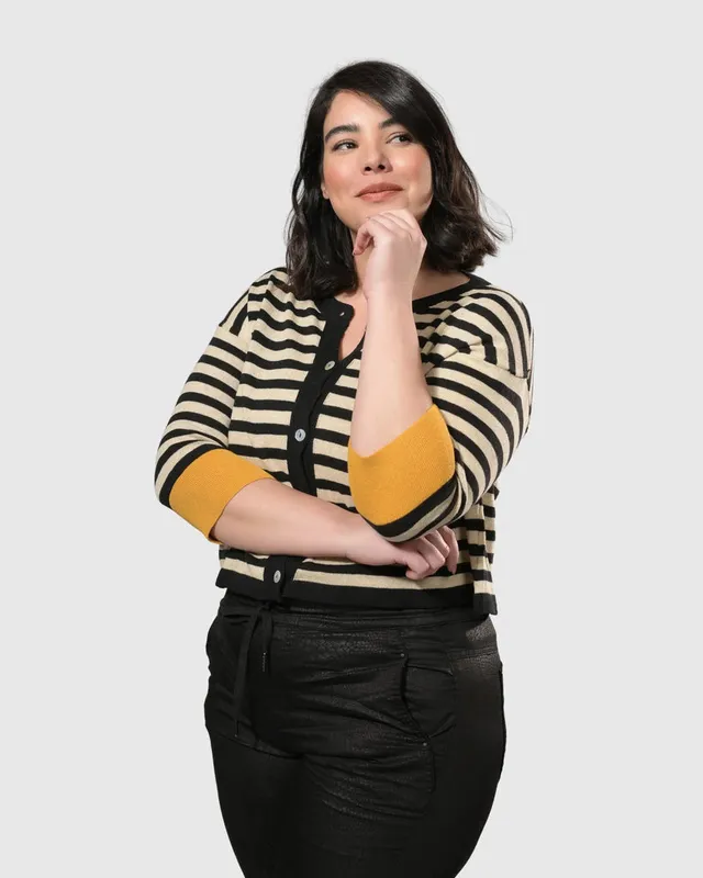 alembika-moana-stripe-cardigan-gelb-schwarz image 1