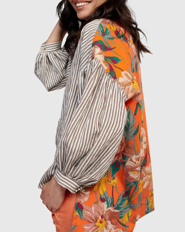 alembika-louisiana-hi-lo-bluse-garden image 1