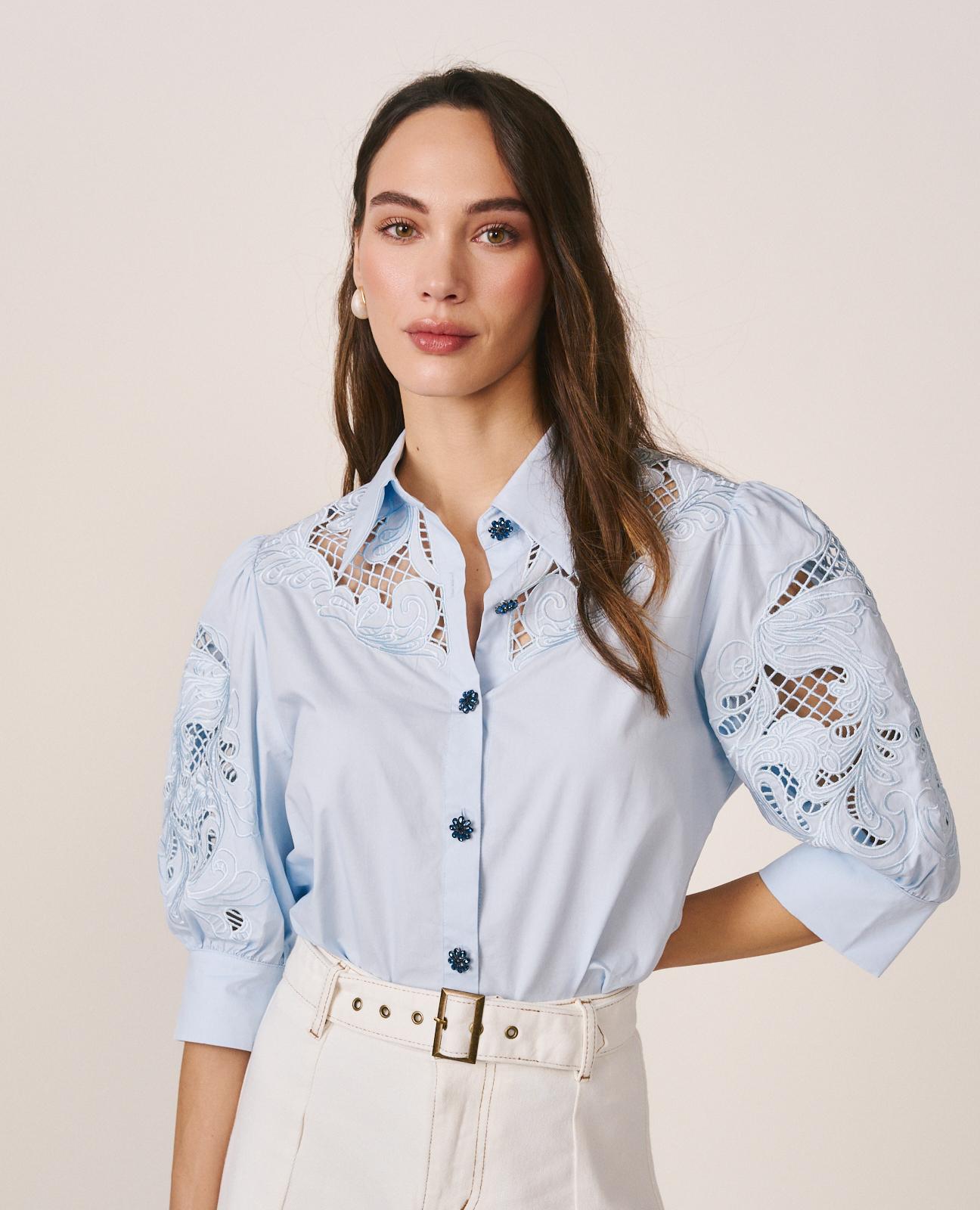 alma-en-pena-popeline-baumwoll-bluse-blau-mit-stickerei image 3