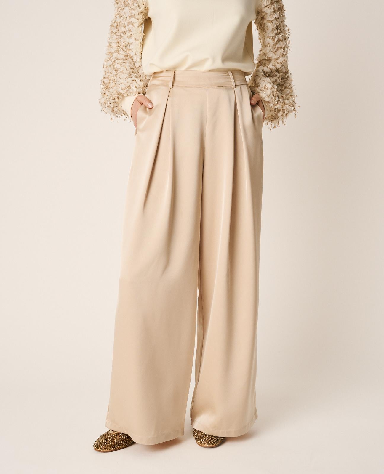 alma-en-pena-satin-pants-satinhose-high-waist-wide-leg-gold image 2