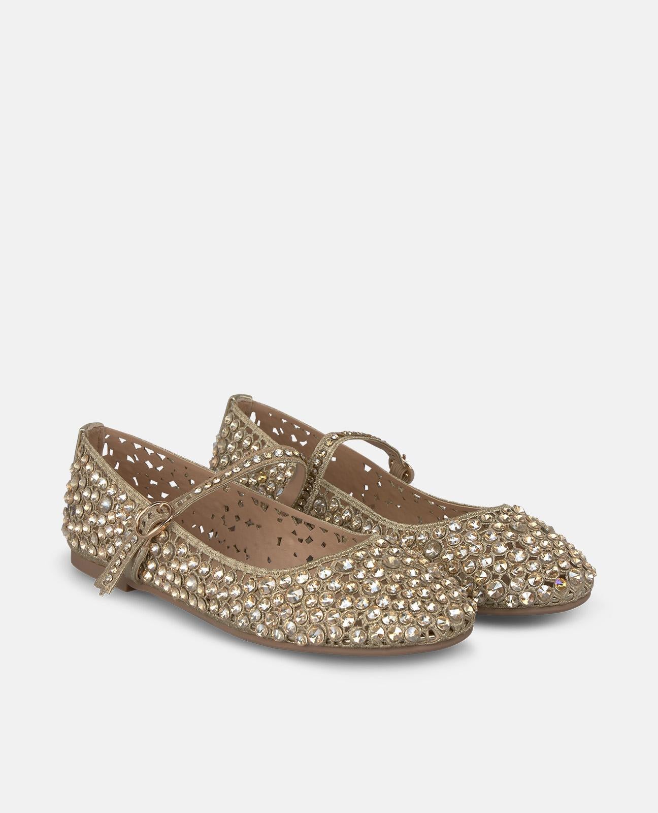 alma-en-pena-metallic-ballerinas-gold-mit-nieten-spitz image 2
