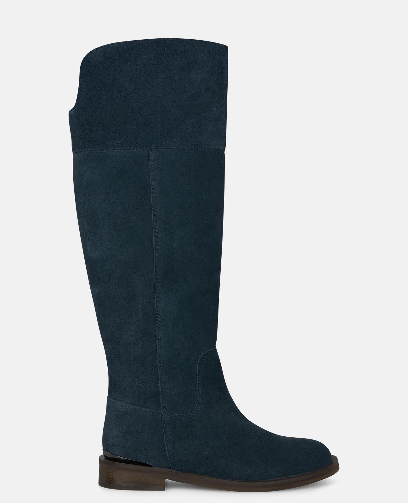 alma-en-pena-stiefel-aus-veloursleder-blau-mit-rei-verschluss-3-cm image 1