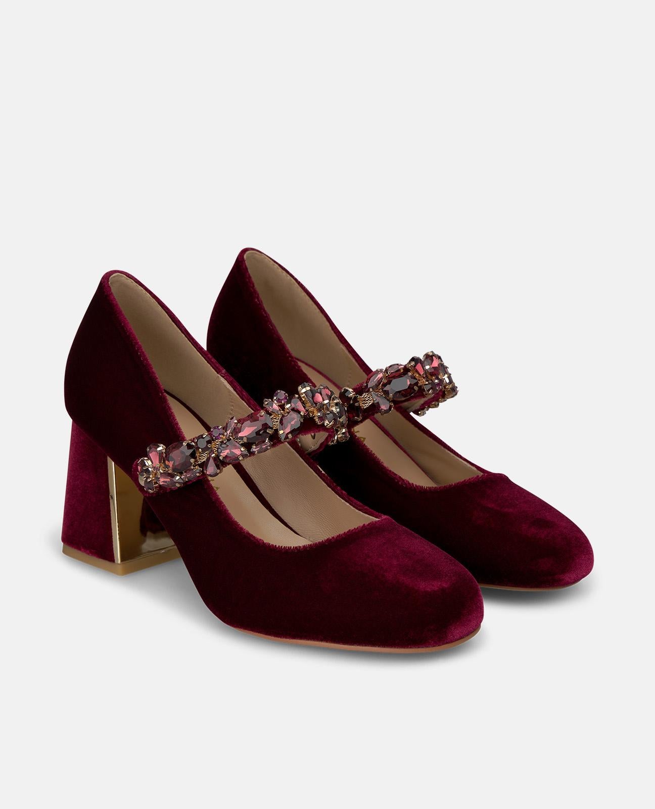 alma-en-pena-samt-pumps-mit-schnalle-damen-pumps-bordeaux-7-cm image 2