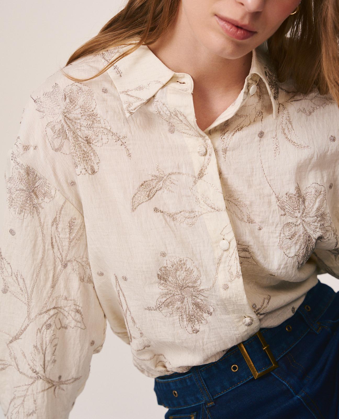 alma-en-pena-hemdbluse-wei-mit-blumenstickerei-viskose image 4