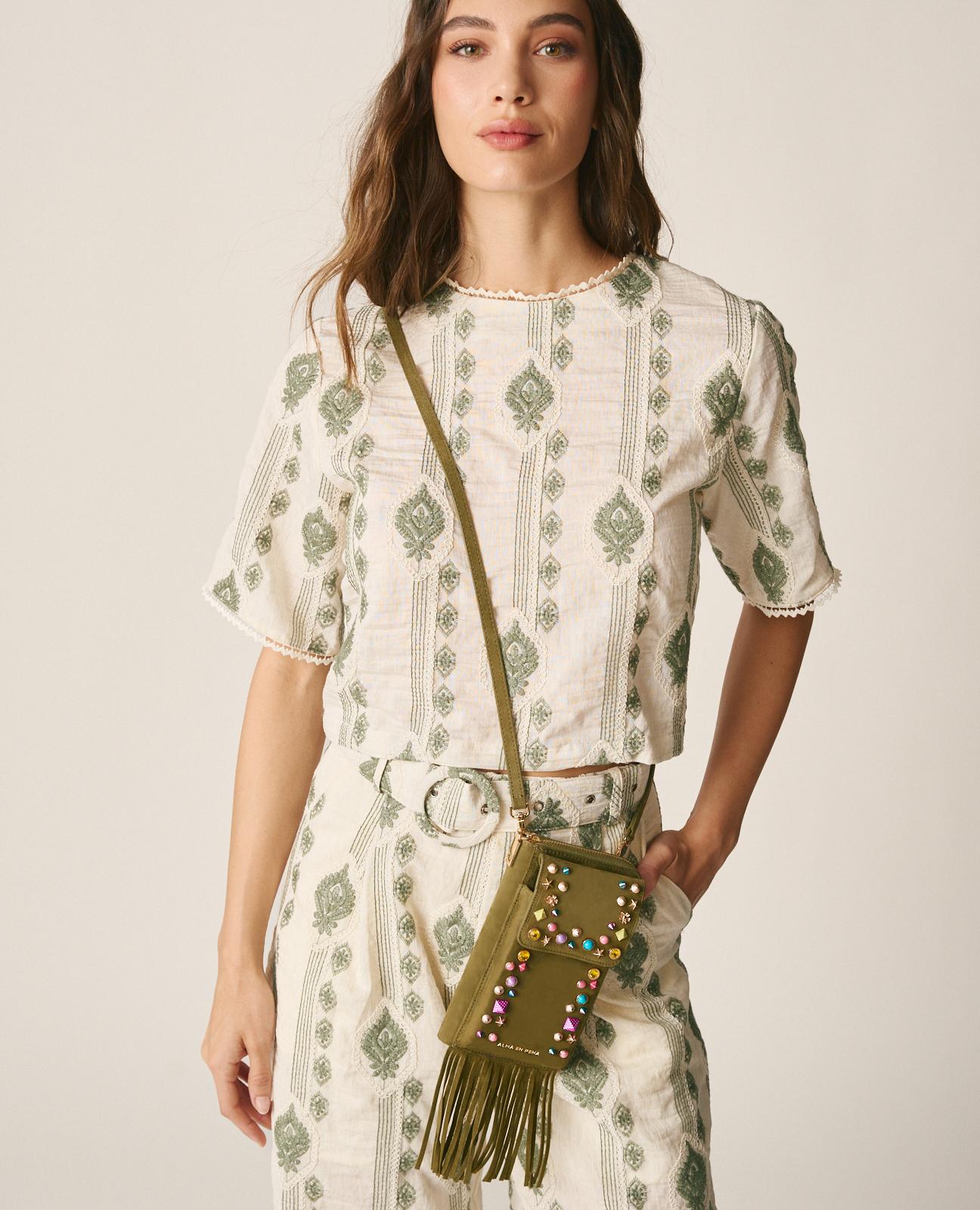 alma-en-pena-natalia-strass-clutch-kaki-leder-umh-ngetasche image 5