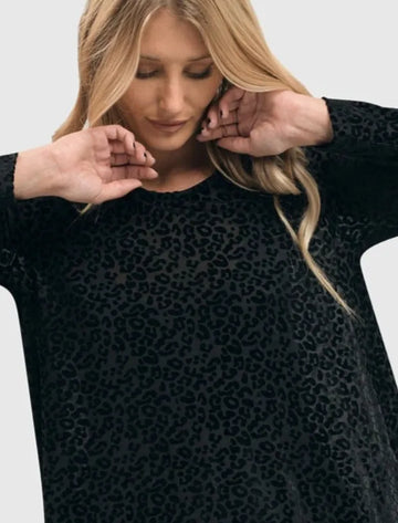 alembika-leo-flocked-velvet-hi-lo-tunika-damen-schwarz image 4