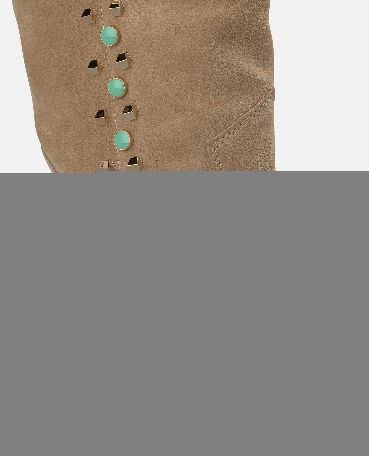 alma-en-pena-cowboy-boots-aus-veloursleder-mit-nieten-und-strass-beige image 4
