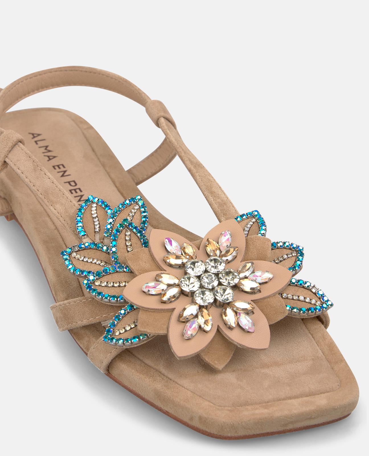 alma-en-pena-alfa-62998-flache-sandalen-mit-blumen-detail-arena image 4