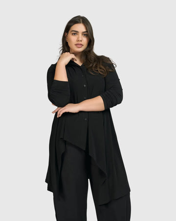 alembika-essential-hi-lo-button-down-top-schwarz image 5