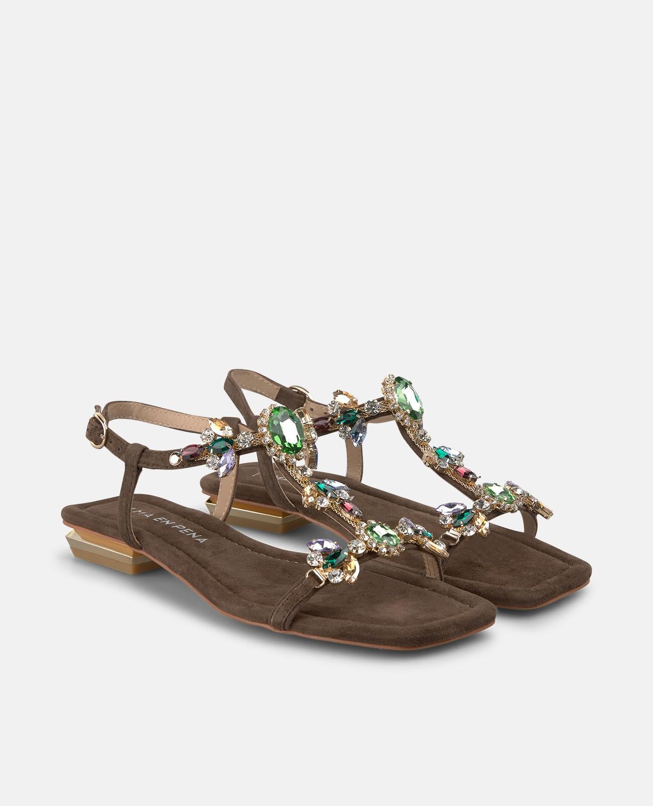alma-en-pena-alfa-62819-flache-sandalen-mit-strass-braun image 2