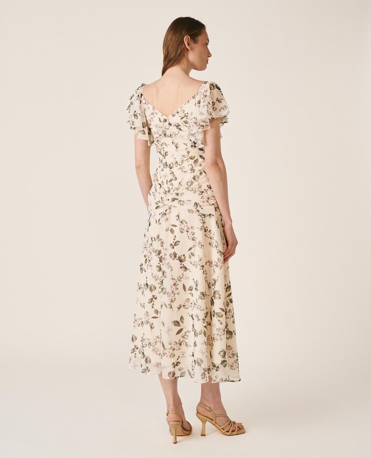 alma-en-pena-cape-sleeve-dress-langes-blumenkleid-gr-n-mit-v-ausschnitt image 8