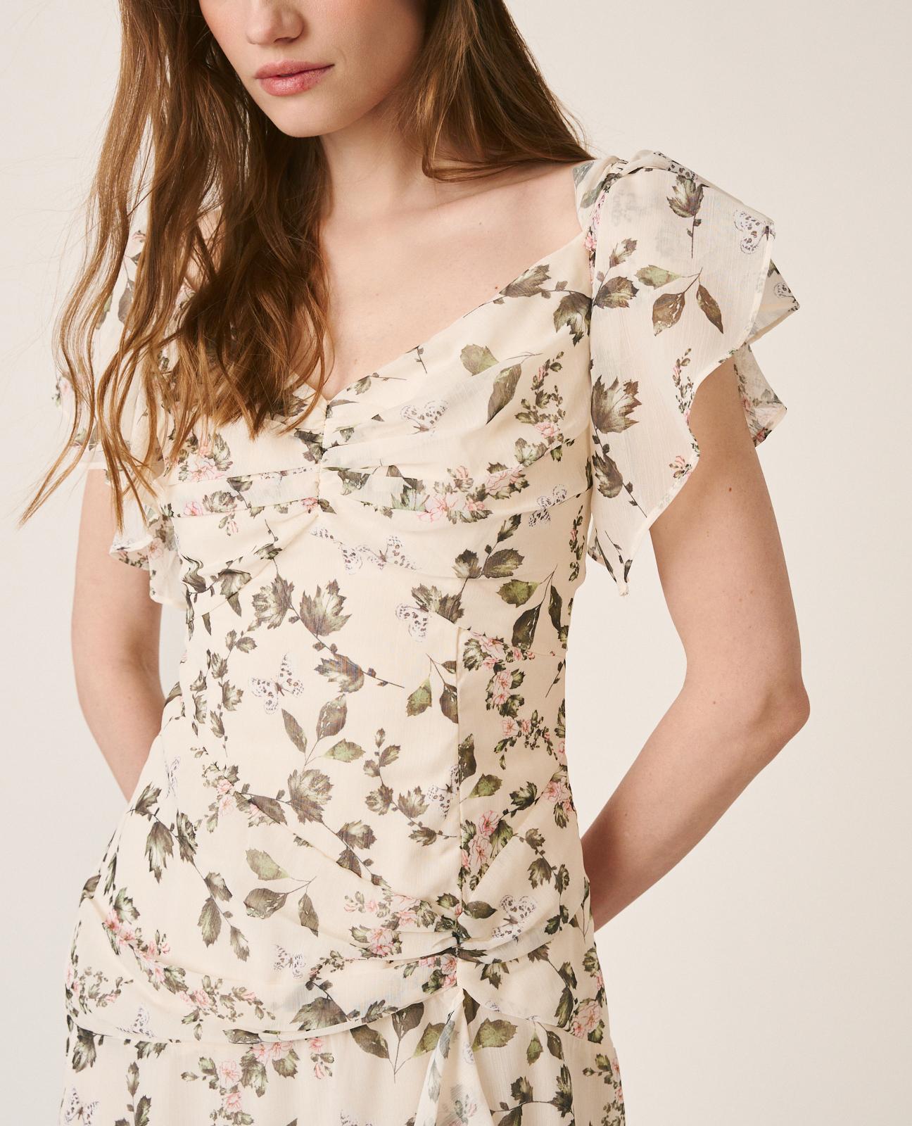 alma-en-pena-cape-sleeve-dress-langes-blumenkleid-gr-n-mit-v-ausschnitt image 4
