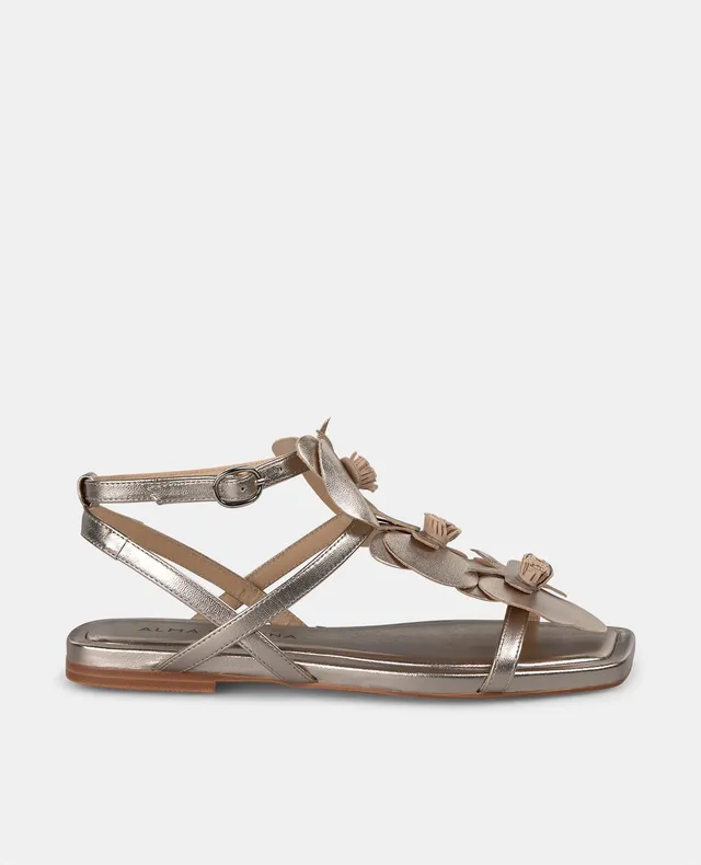 alma-en-pena-flat-sandal-flowers-flache-sandale-bronze-mit-blumen image 1