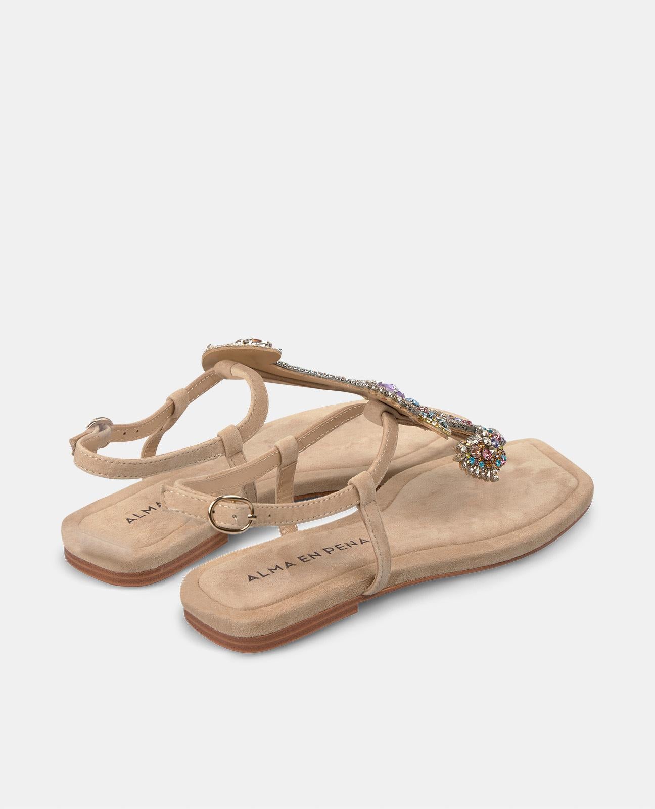 alma-en-pena-flache-riemchen-sandale-arena-sea-strass-1-cm image 3