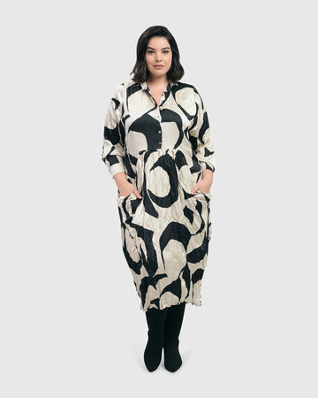 alembika-ribbon-crinkle-midi-dress-cream-black-midi-kleid image 4